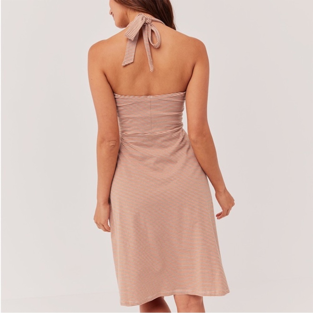 Pact Organic Cotton Shell Stripe Fit & Flare Halter Dress - S - Picture 4 of 12